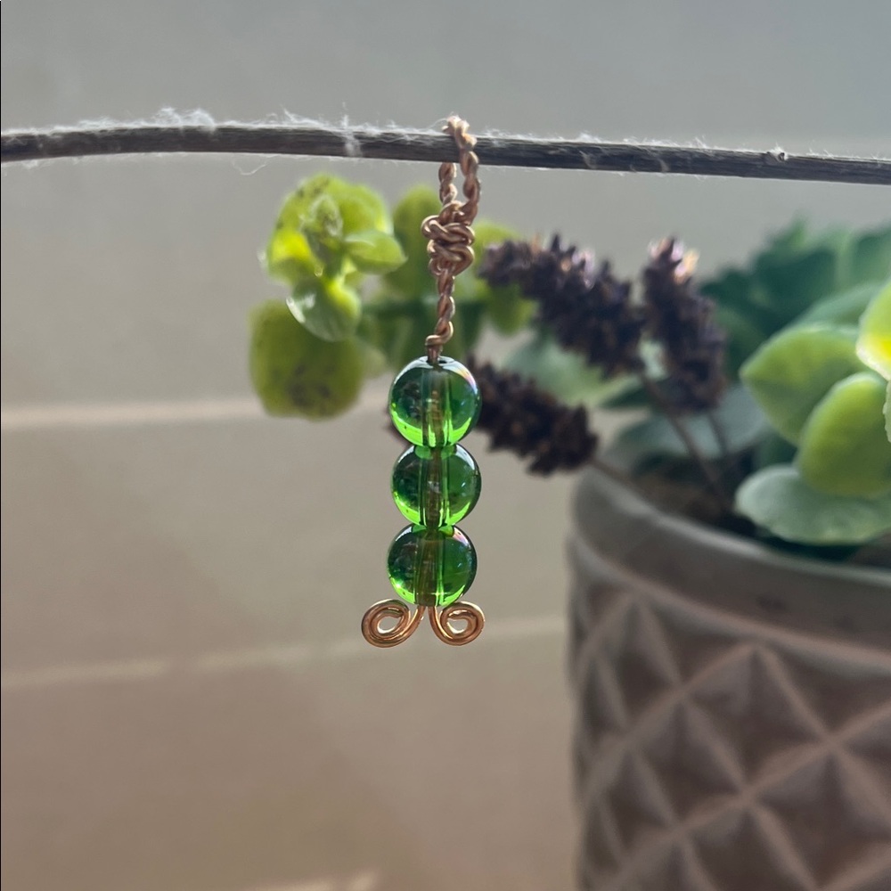 Iridescent Glass Green Beaded Pendant